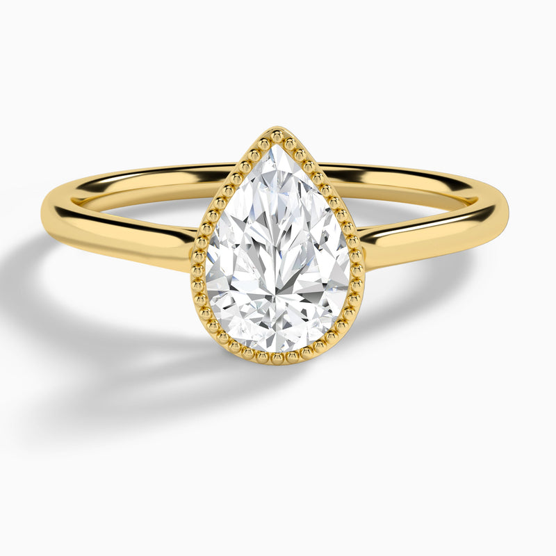 Pear Eos Bezel Lab Diamond Engagement Ring In 14K Yellow Gold - Lucenjuri