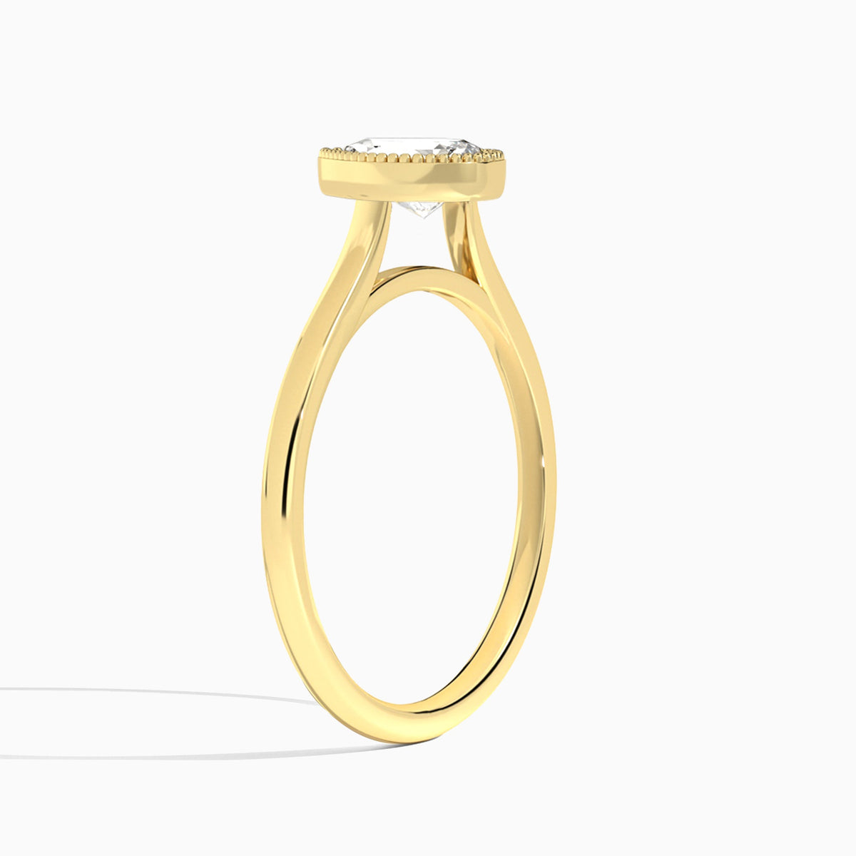 Pear Eos Bezel Lab Diamond Engagement Ring In 18K Yellow Gold, Angle View