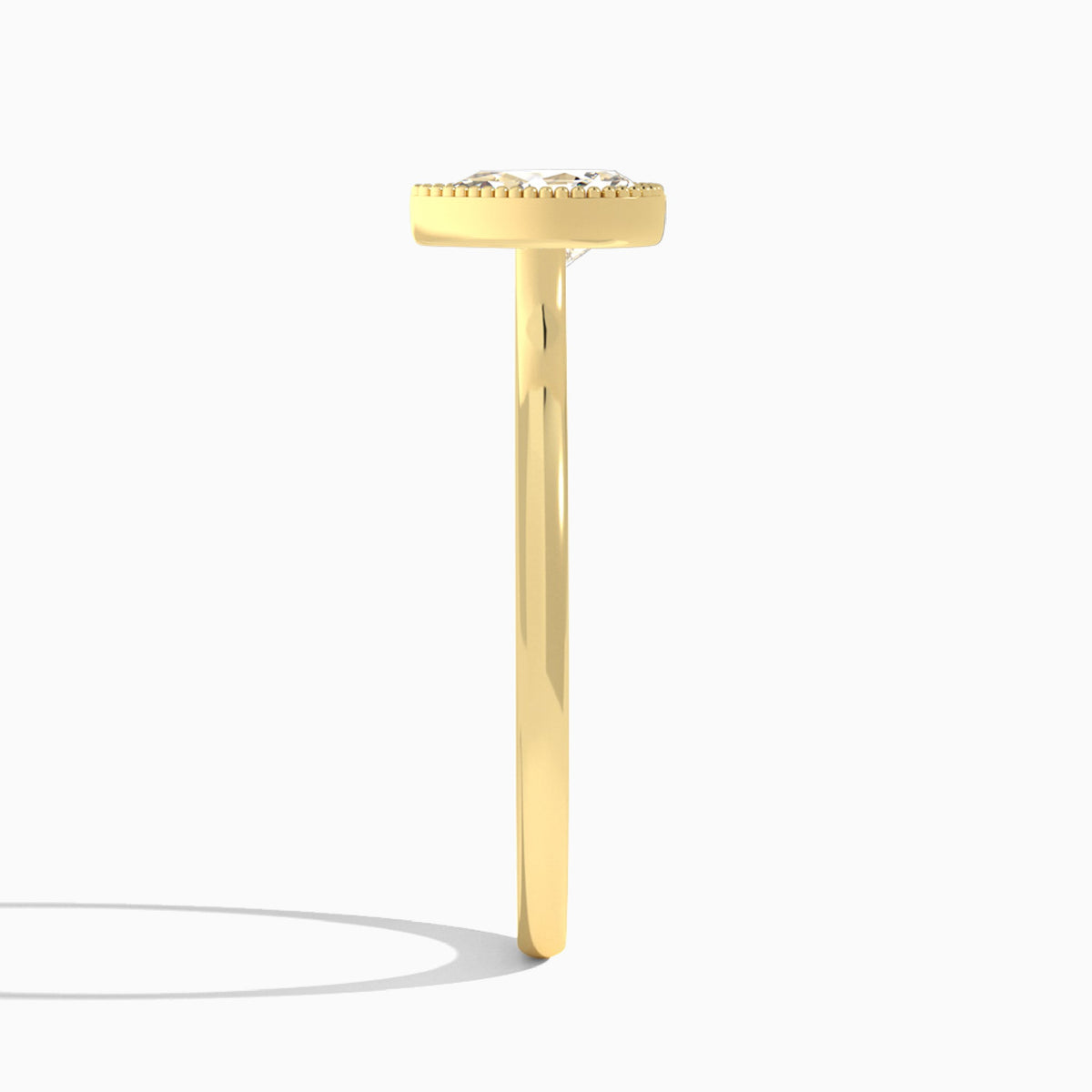 Pear Eos Bezel Lab Diamond Engagement Ring In 14K Yellow Gold, Side View
