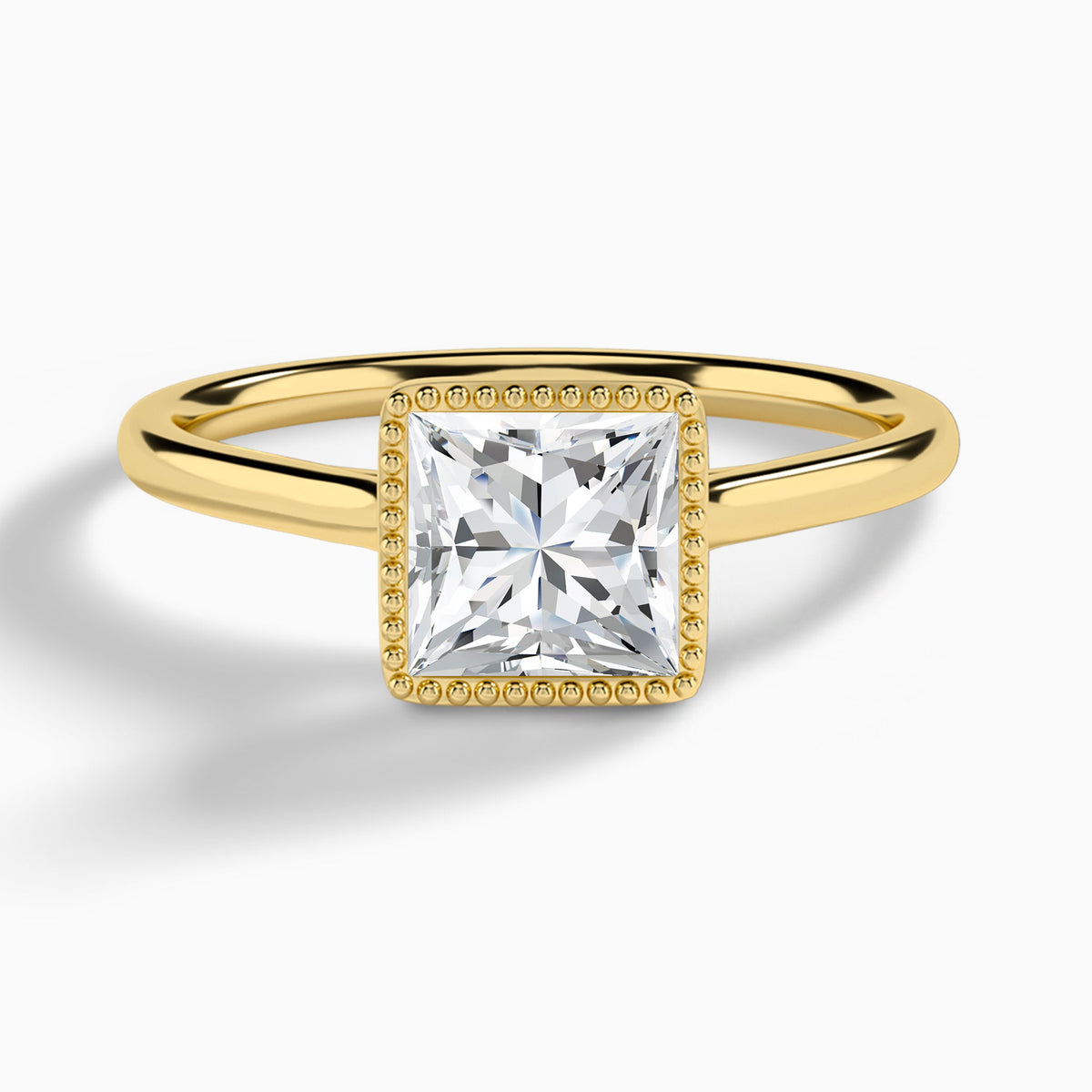 Princess Eos Bezel Lab Diamond Engagement Ring In 14K Yellow Gold - Lucenjuri