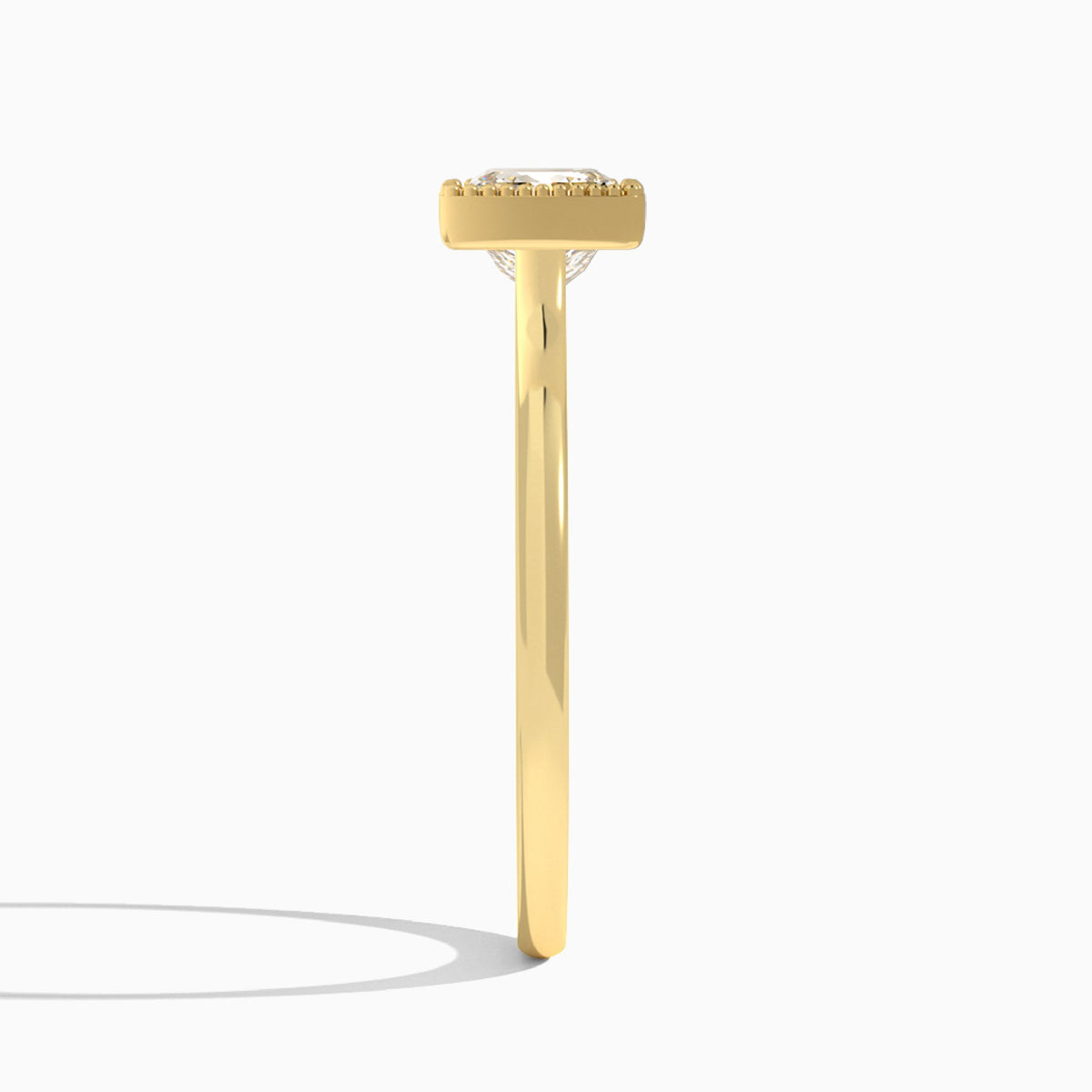 Princess Eos Bezel Lab Diamond Engagement Ring In 18K Yellow Gold, Side View