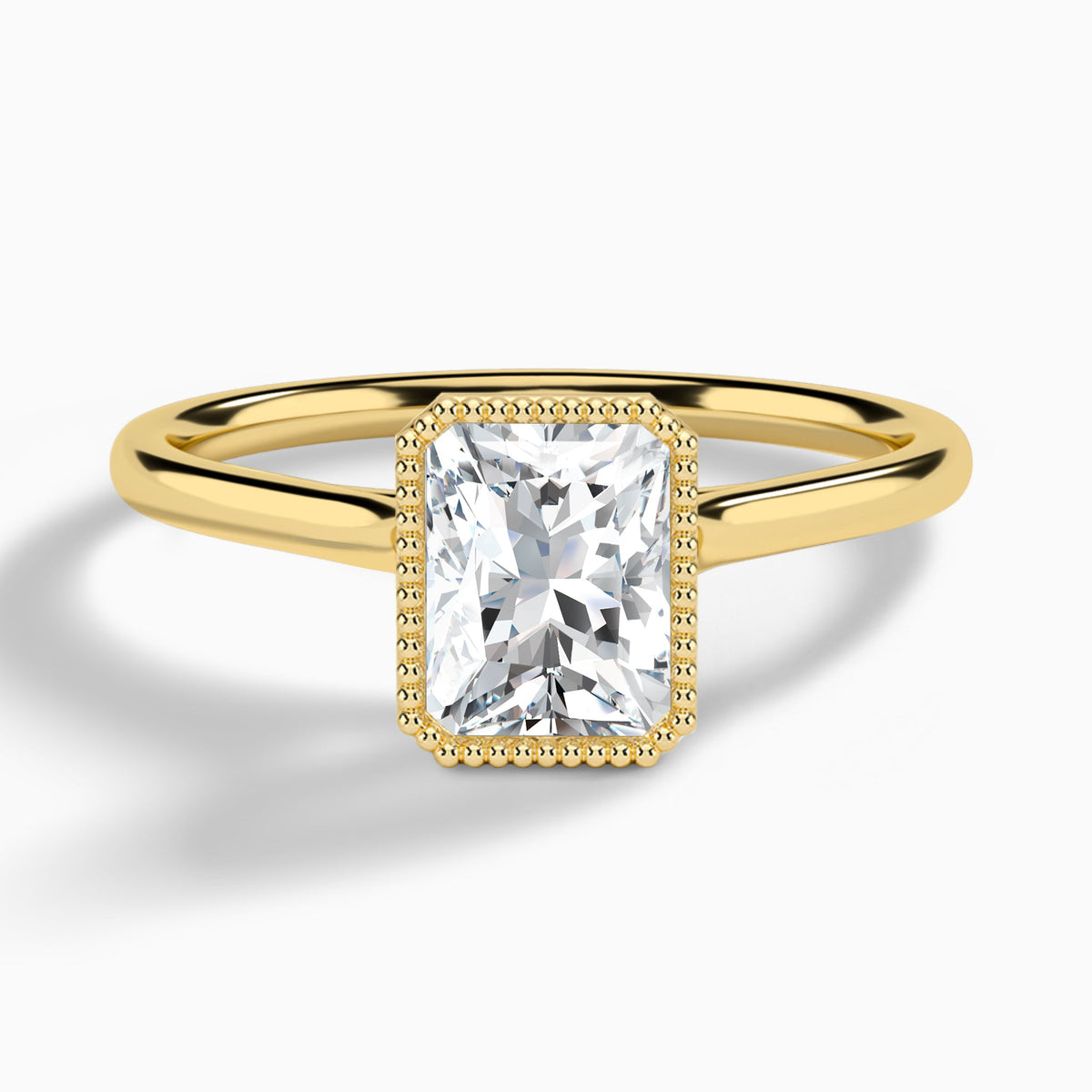 Radiant Eos Bezel Lab Diamond Engagement Ring In 18K Yellow Gold - Lucenjuri