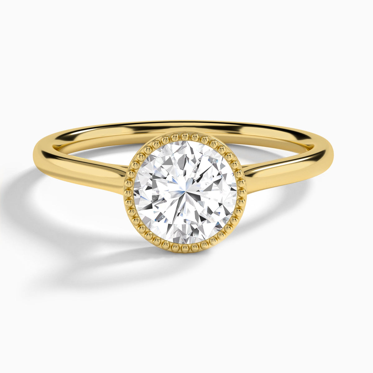 Round Eos Bezel Lab Diamond Engagement Ring In 14K Yellow Gold - Lucenjuri