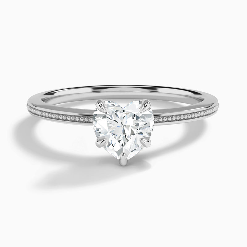 Heart Amia Milgrain Lab Diamond Engagement Ring In Platinum - Lucenjuri