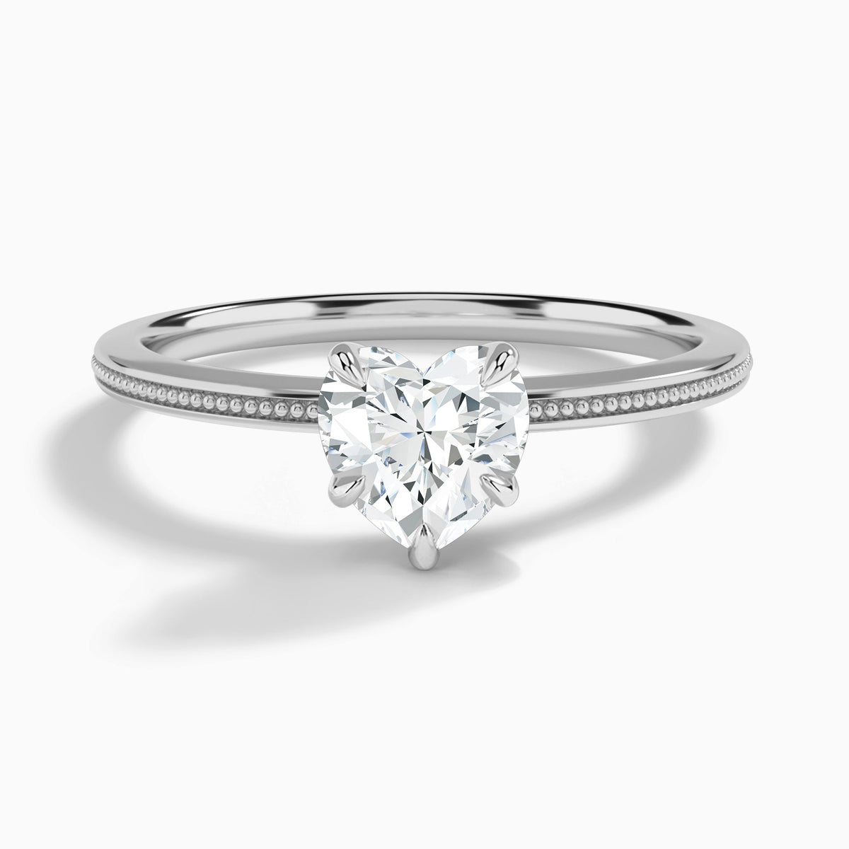 Heart Amia Milgrain Lab Diamond Engagement Ring In Platinum - Lucenjuri