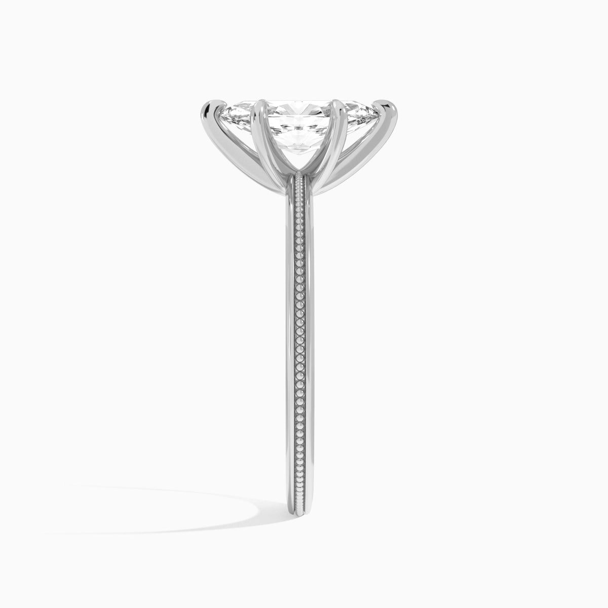 Marquise Amia Milgrain Lab Diamond Engagement Ring In Platinum, Side View