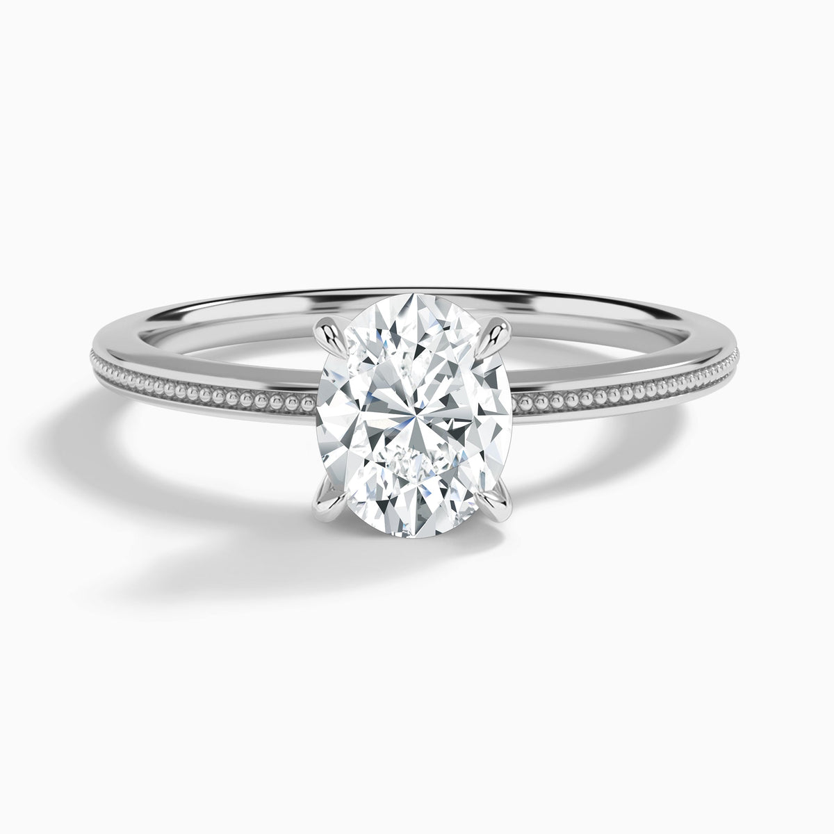 Oval Amia Milgrain Lab Diamond Engagement Ring In Platinum - Lucenjuri