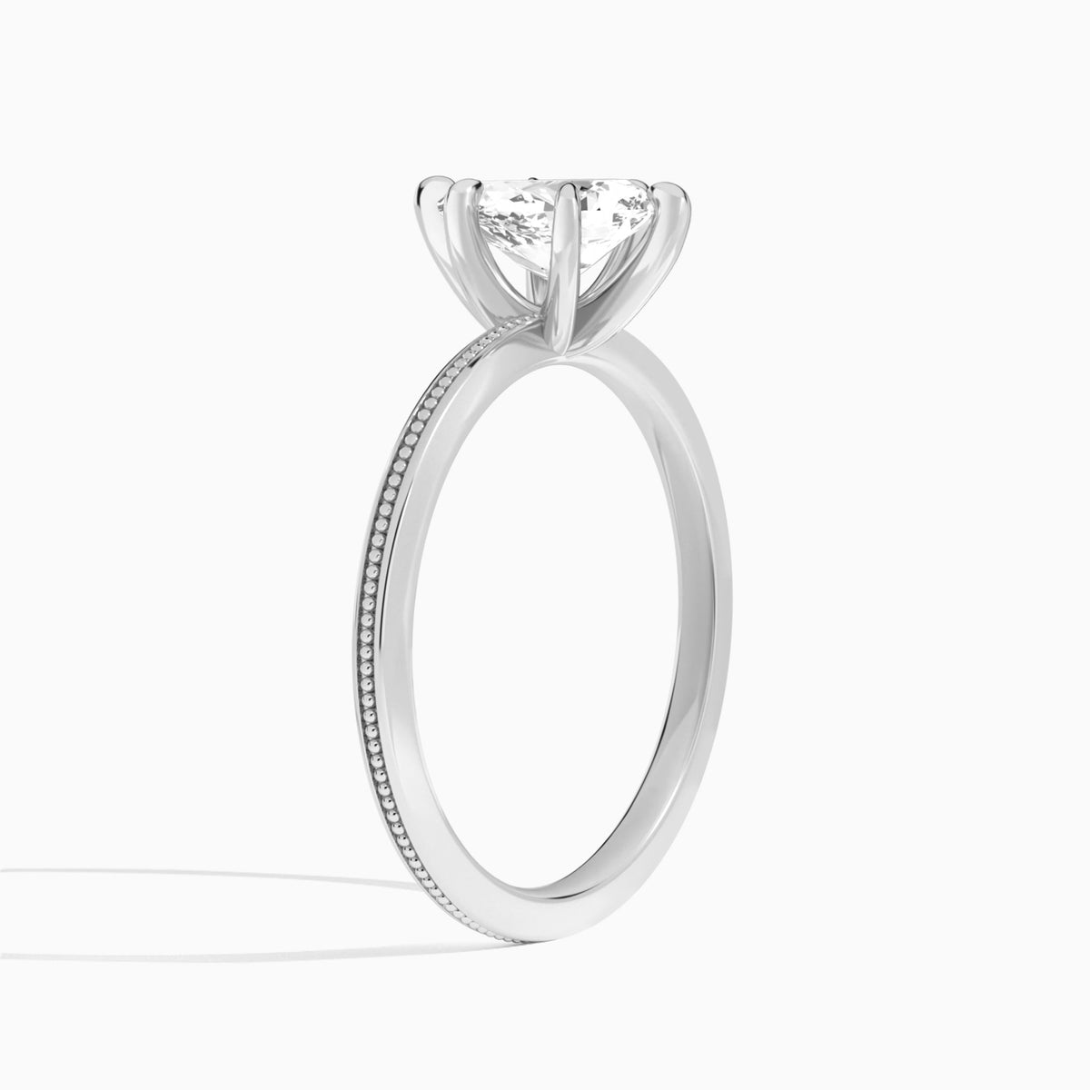 Pear Amia Milgrain Lab Diamond Engagement Ring In Platinum, Angle View