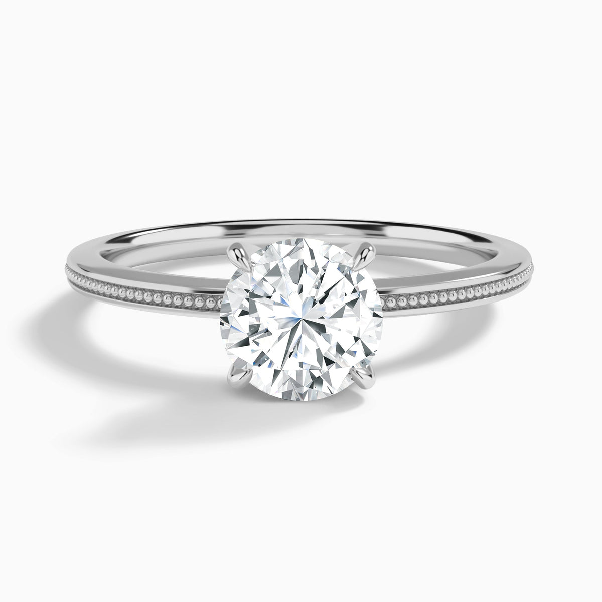 Round Amia Milgrain Lab Diamond Engagement Ring In Platinum - Lucenjuri