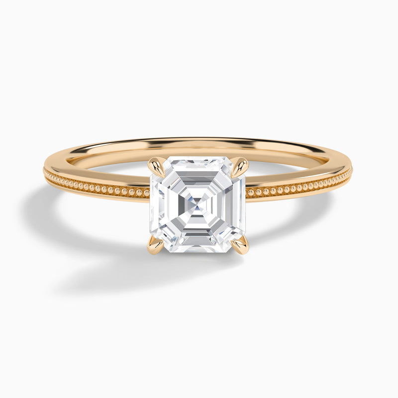 Asscher Amia Milgrain Lab Diamond Engagement Ring In 14K Rose Gold - Lucenjuri