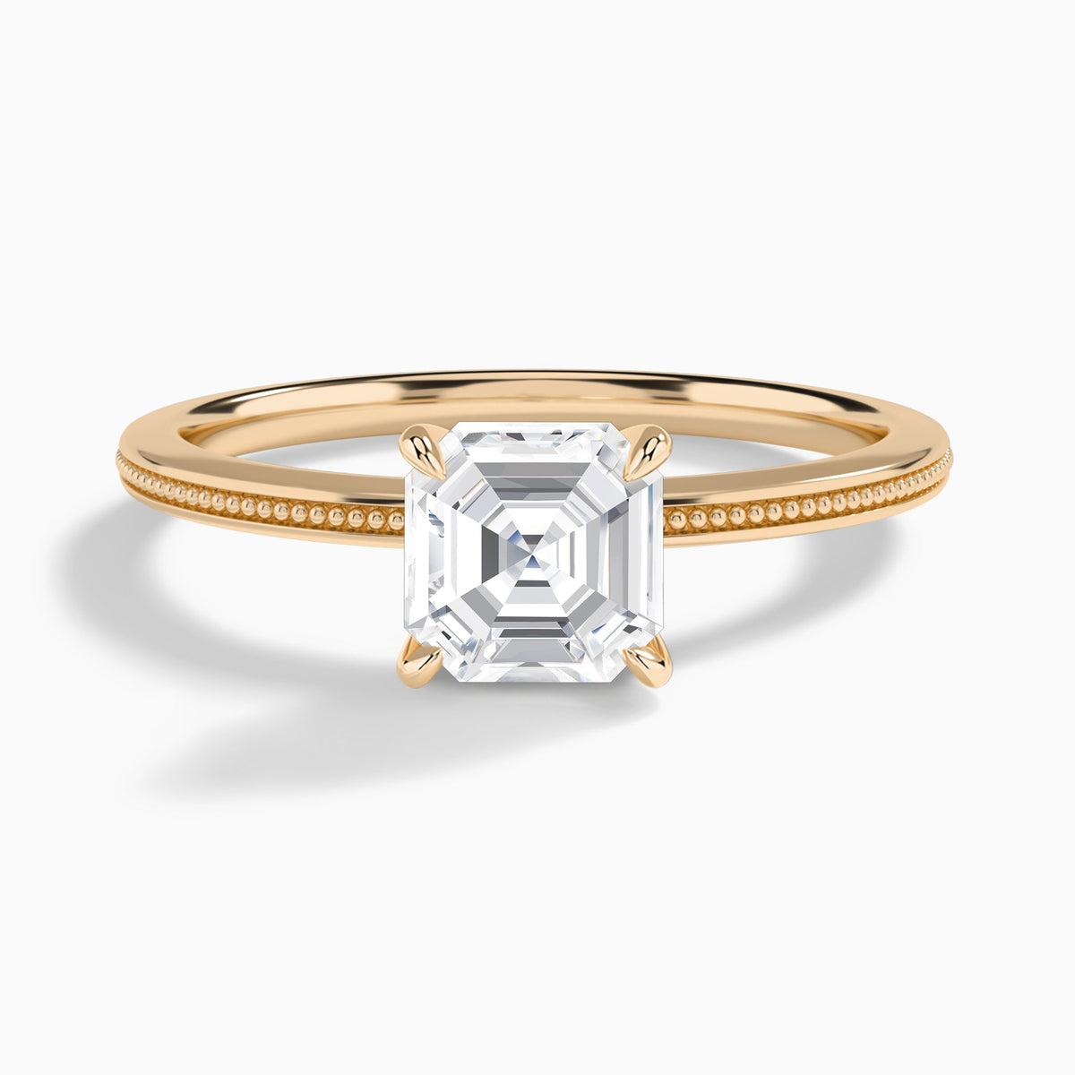Asscher Amia Milgrain Lab Diamond Engagement Ring In 14K Rose Gold - Lucenjuri