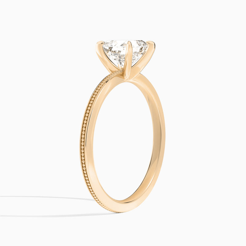 Asscher Amia Milgrain Lab Diamond Engagement Ring In 14K Rose Gold, Angle View