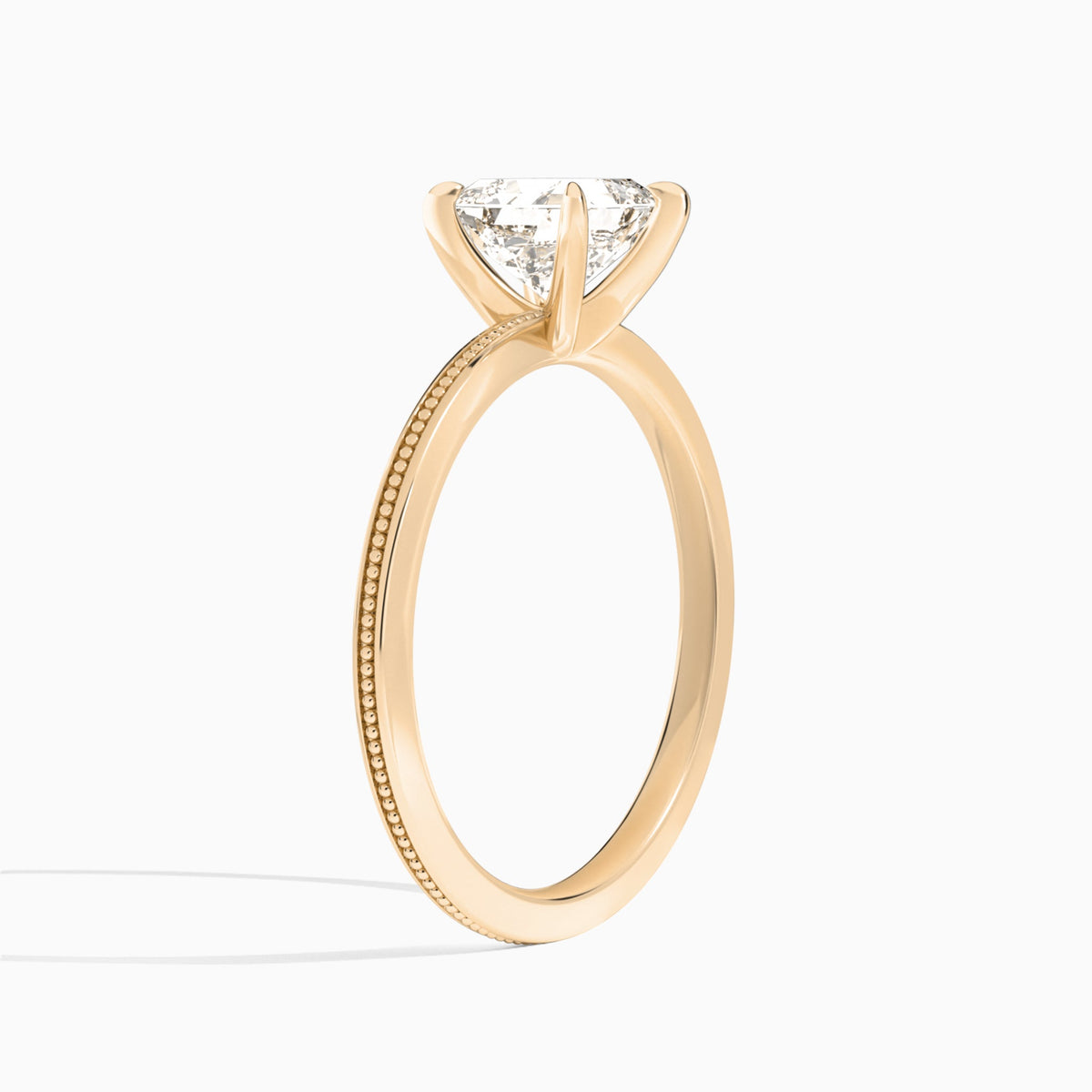 Asscher Amia Milgrain Lab Diamond Engagement Ring In 14K Rose Gold, Angle View