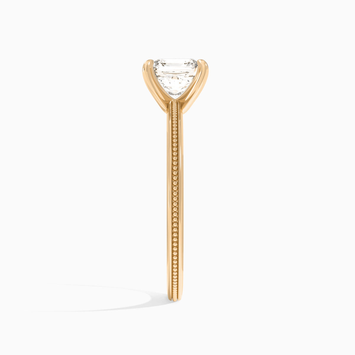 Asscher Amia Milgrain Lab Diamond Engagement Ring In 14K Rose Gold, Side View