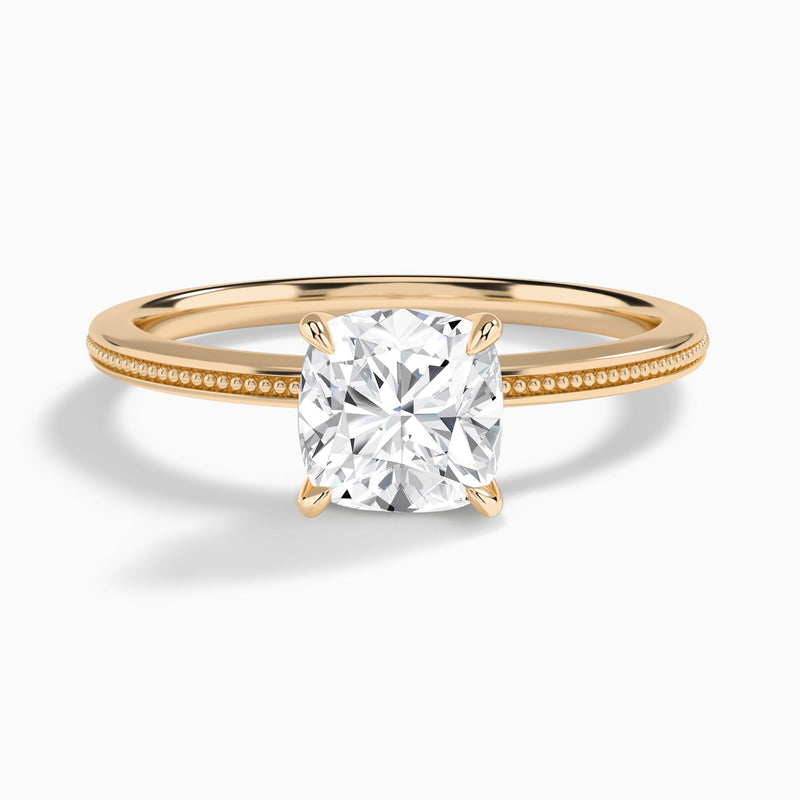 Cushion Amia Milgrain Lab Diamond Engagement Ring In 14K Rose Gold - Lucenjuri
