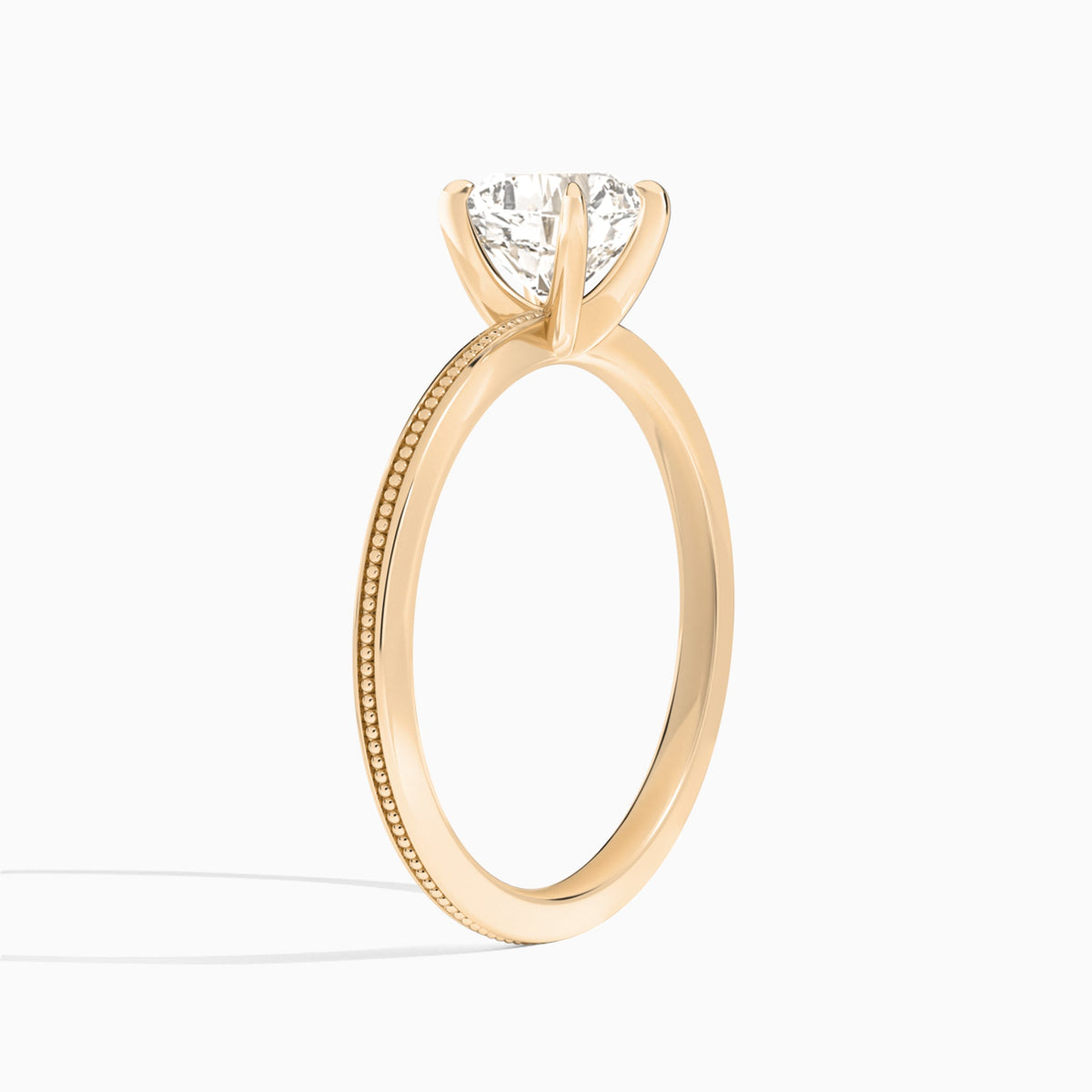 Cushion Amia Milgrain Lab Diamond Engagement Ring In 14K Rose Gold, Angle View