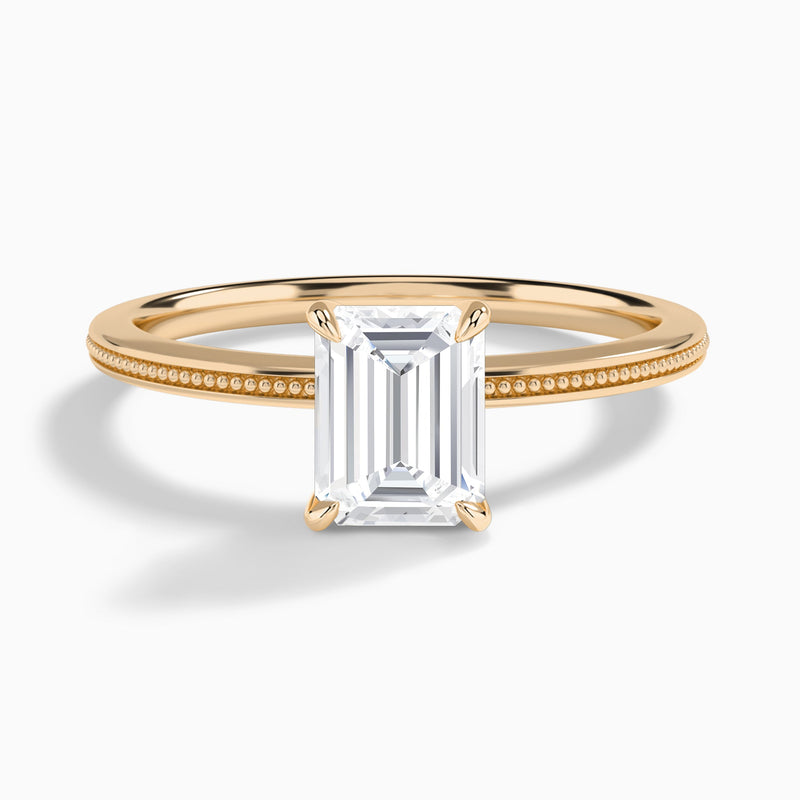 Emerald Amia Milgrain Lab Diamond Engagement Ring In 14K Rose Gold - Lucenjuri
