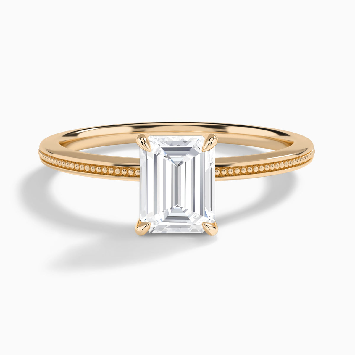 Emerald Amia Milgrain Lab Diamond Engagement Ring In 14K Rose Gold - Lucenjuri
