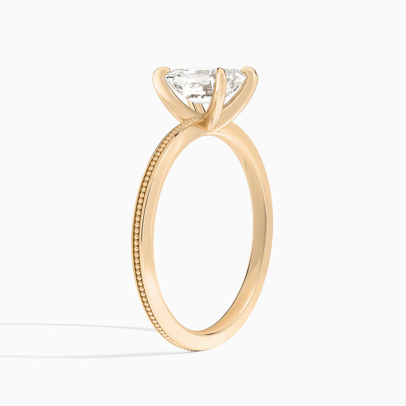 Emerald Amia Milgrain Lab Diamond Engagement Ring In 14K Rose Gold, Angle View