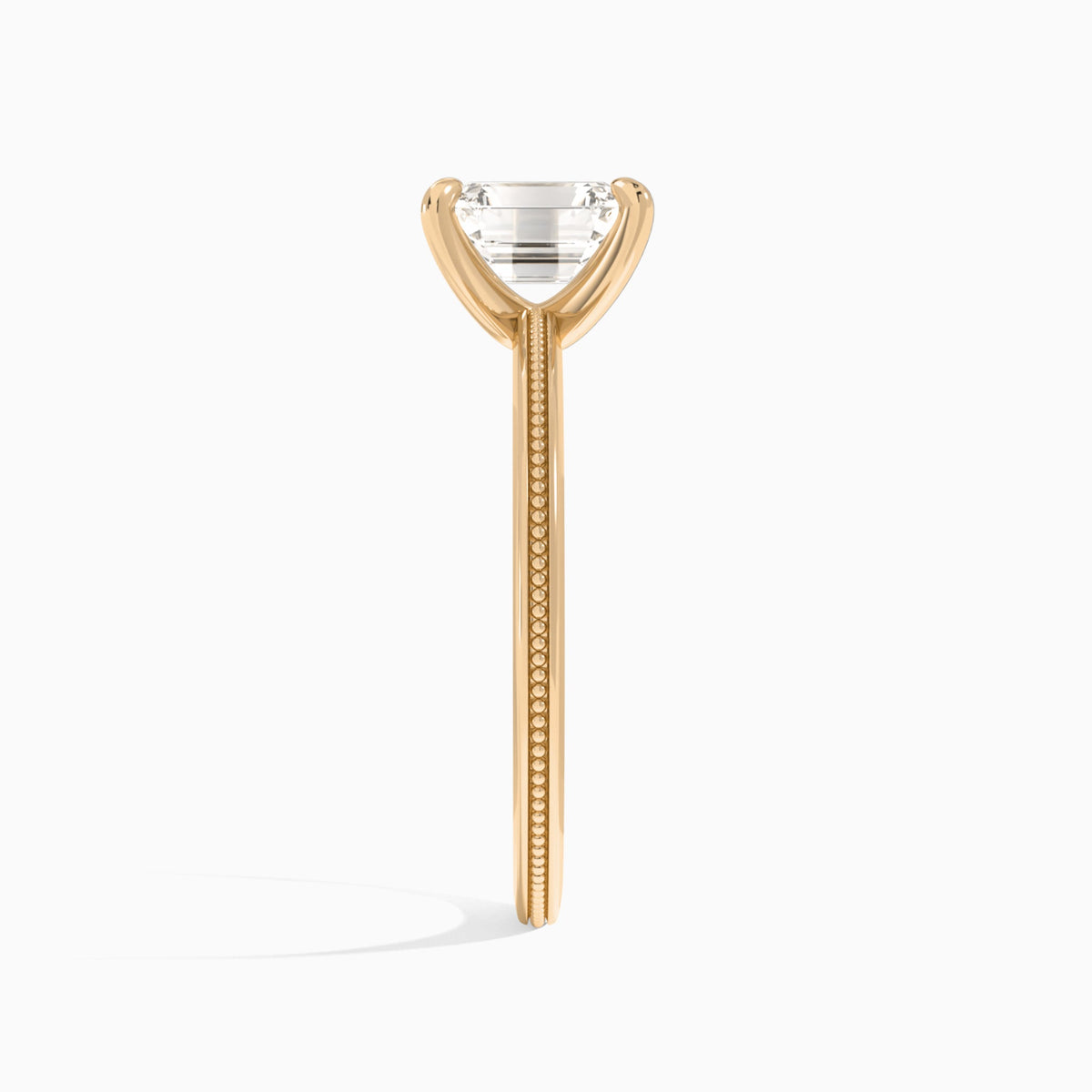 Emerald Amia Milgrain Lab Diamond Engagement Ring In 14K Rose Gold, Side View