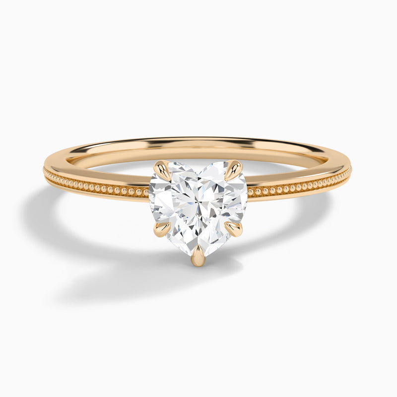 Heart Amia Milgrain Lab Diamond Engagement Ring In 14K Rose Gold - Lucenjuri
