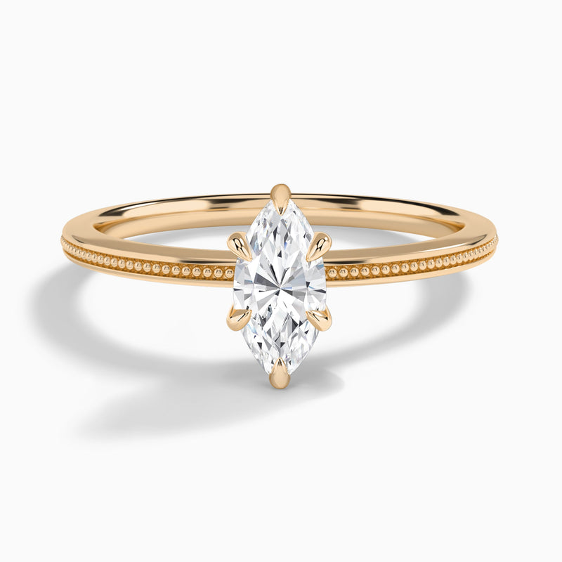 Marquise Amia Milgrain Lab Diamond Engagement Ring In 14K Rose Gold - Lucenjuri