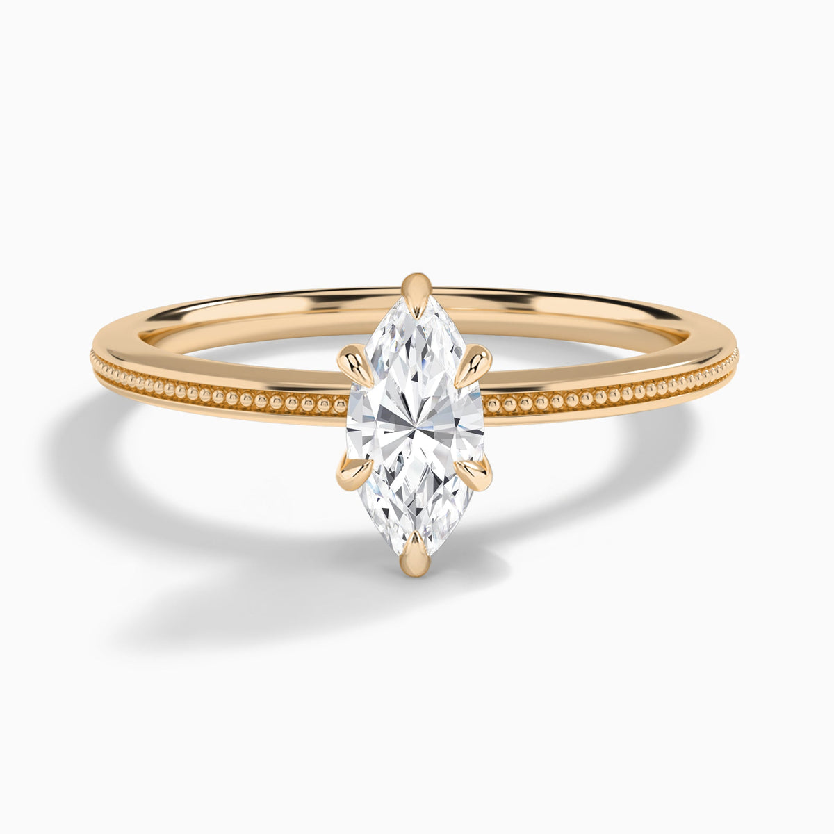 Marquise Amia Milgrain Lab Diamond Engagement Ring In 14K Rose Gold - Lucenjuri