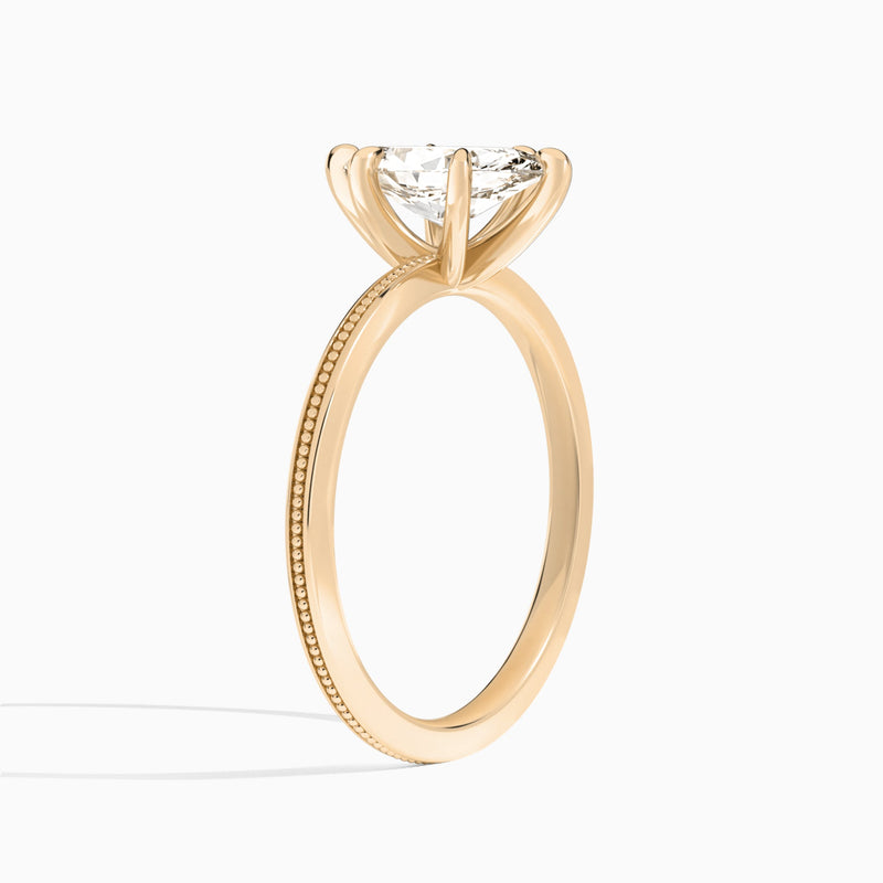 Marquise Amia Milgrain Lab Diamond Engagement Ring In 14K Rose Gold, Angle View