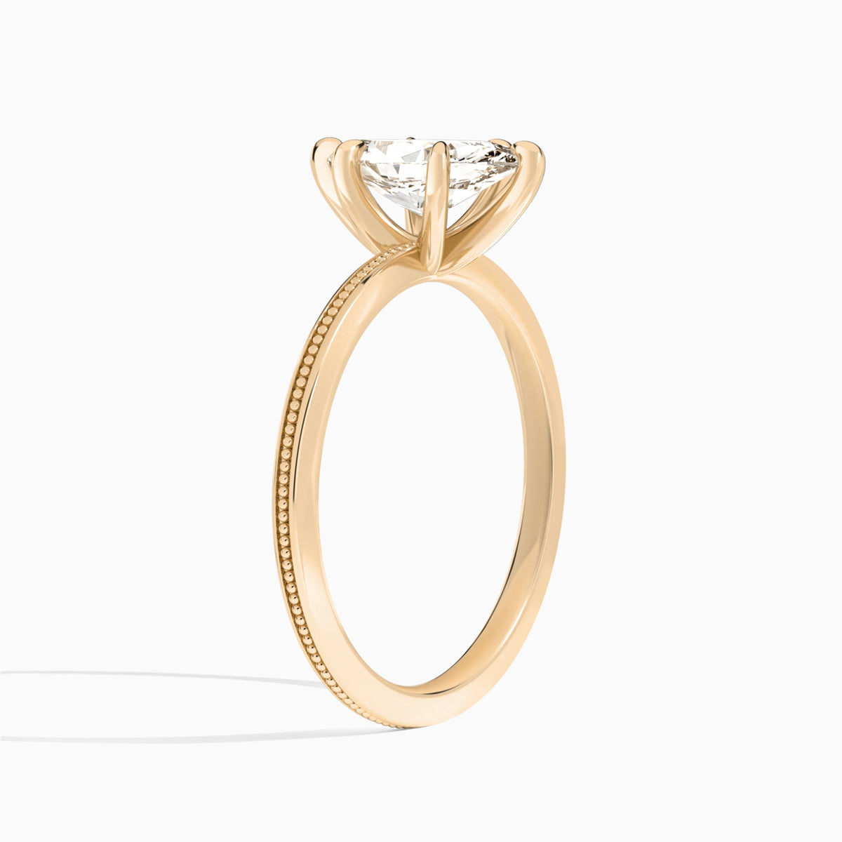 Marquise Amia Milgrain Lab Diamond Engagement Ring In 14K Rose Gold, Angle View