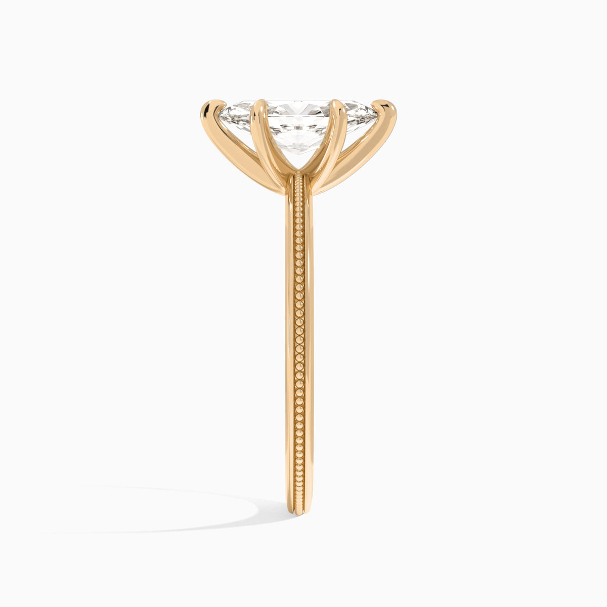 Marquise Amia Milgrain Lab Diamond Engagement Ring In 14K Rose Gold, Side View
