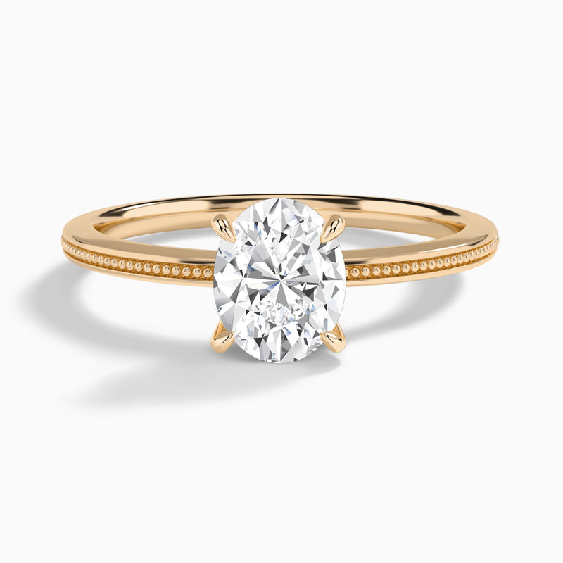 Oval Amia Milgrain Lab Diamond Engagement Ring In 14K Rose Gold - Lucenjuri