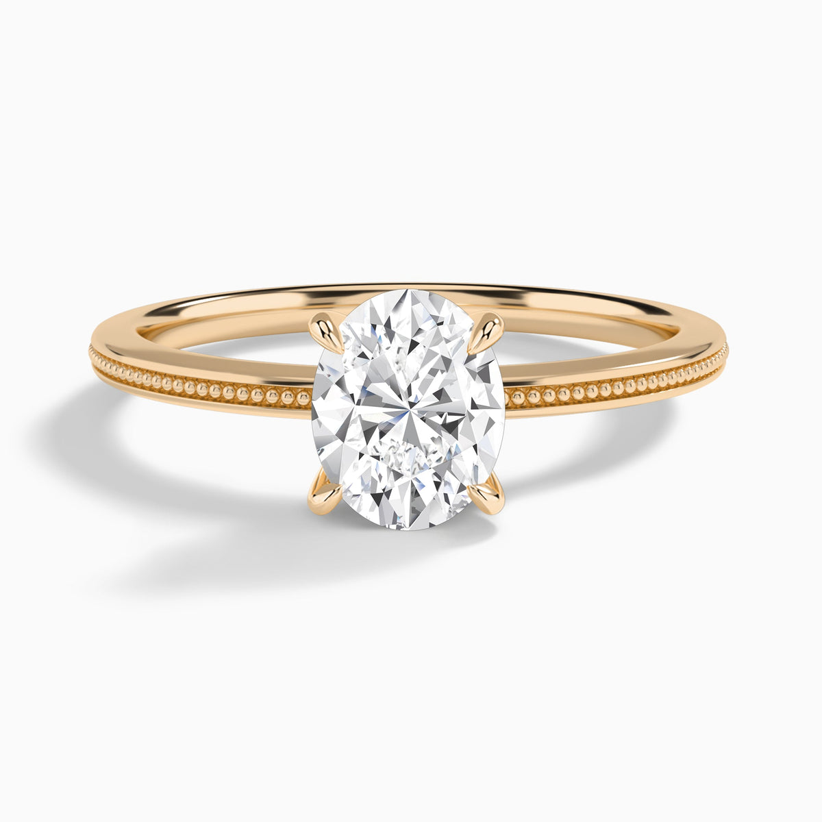 Oval Amia Milgrain Lab Diamond Engagement Ring In 14K Rose Gold - Lucenjuri