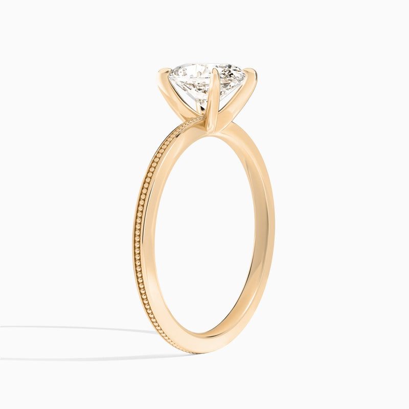 Oval Amia Milgrain Lab Diamond Engagement Ring In 14K Rose Gold, Angle View