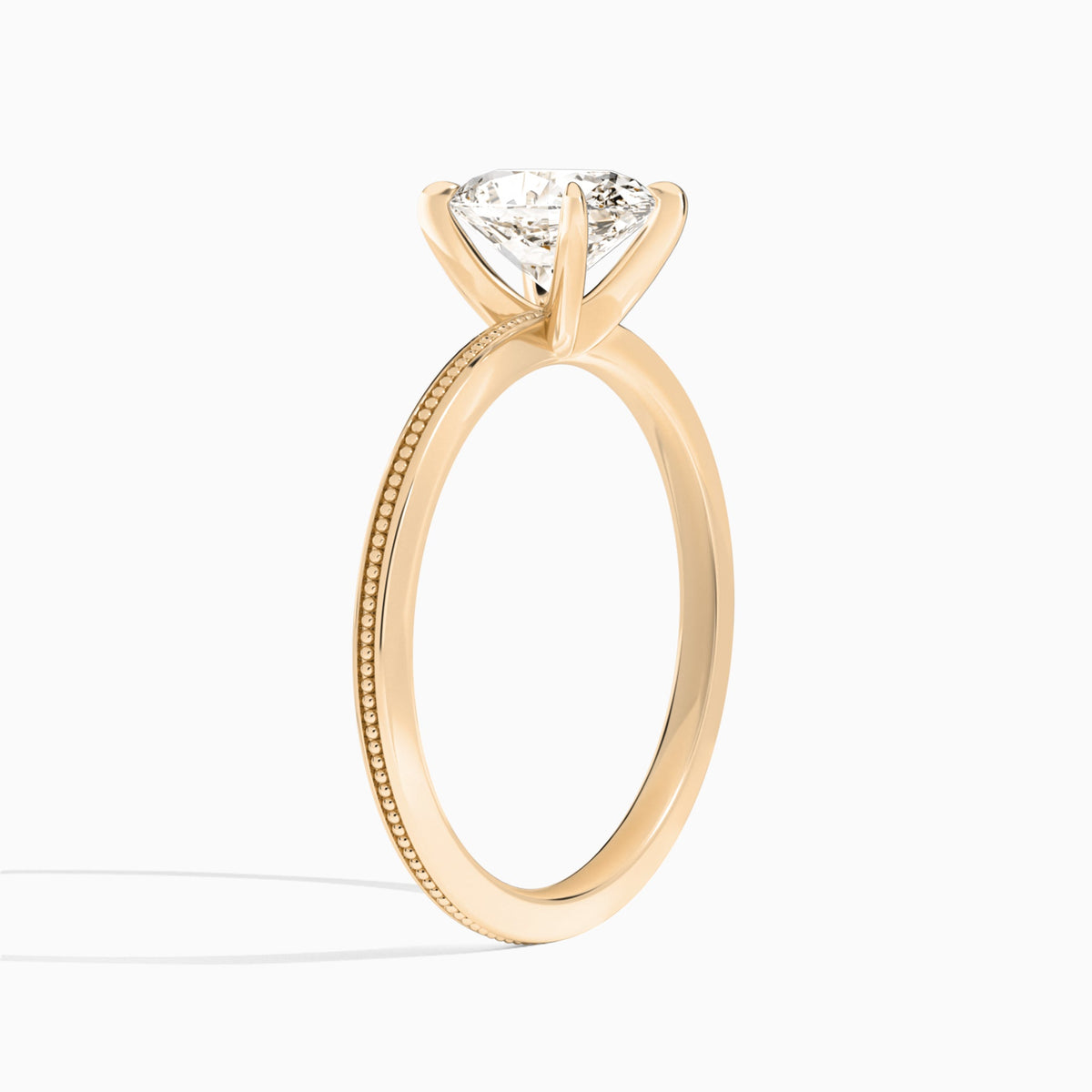 Oval Amia Milgrain Lab Diamond Engagement Ring In 14K Rose Gold, Angle View