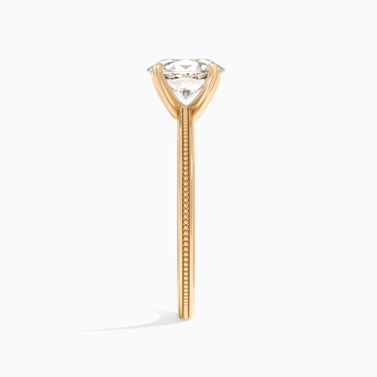 Oval Amia Milgrain Lab Diamond Engagement Ring In 14K Rose Gold, Side View