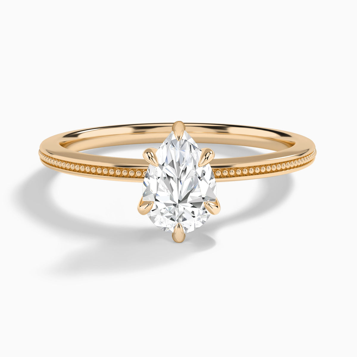 Pear Amia Milgrain Lab Diamond Engagement Ring In 14K Rose Gold - Lucenjuri