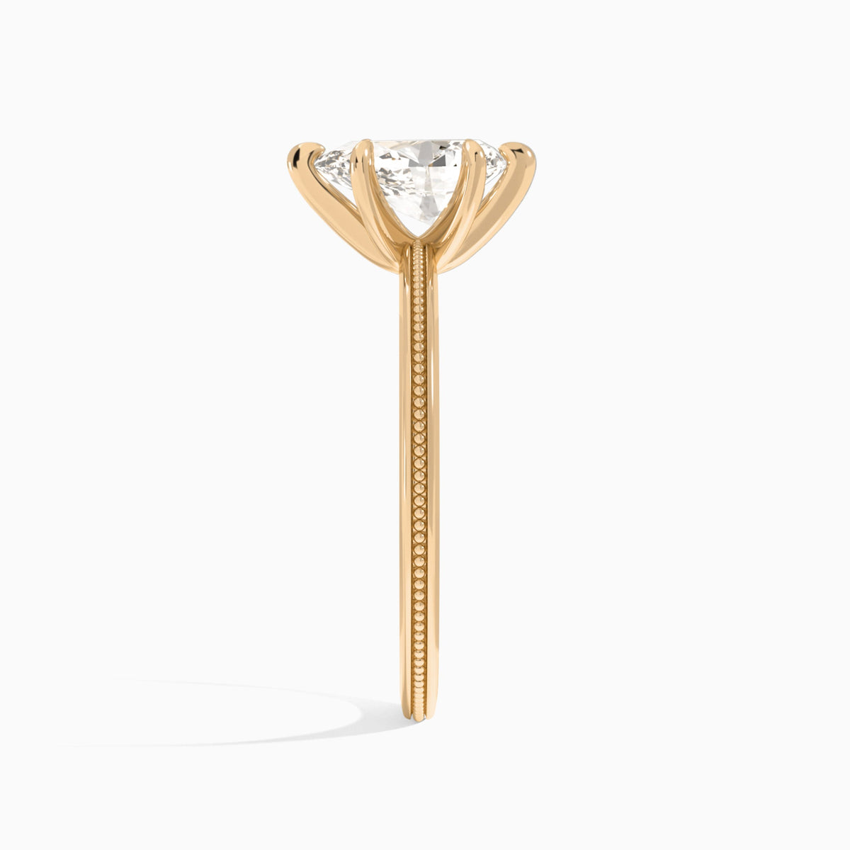 Pear Amia Milgrain Lab Diamond Engagement Ring In 14K Rose Gold, Side View