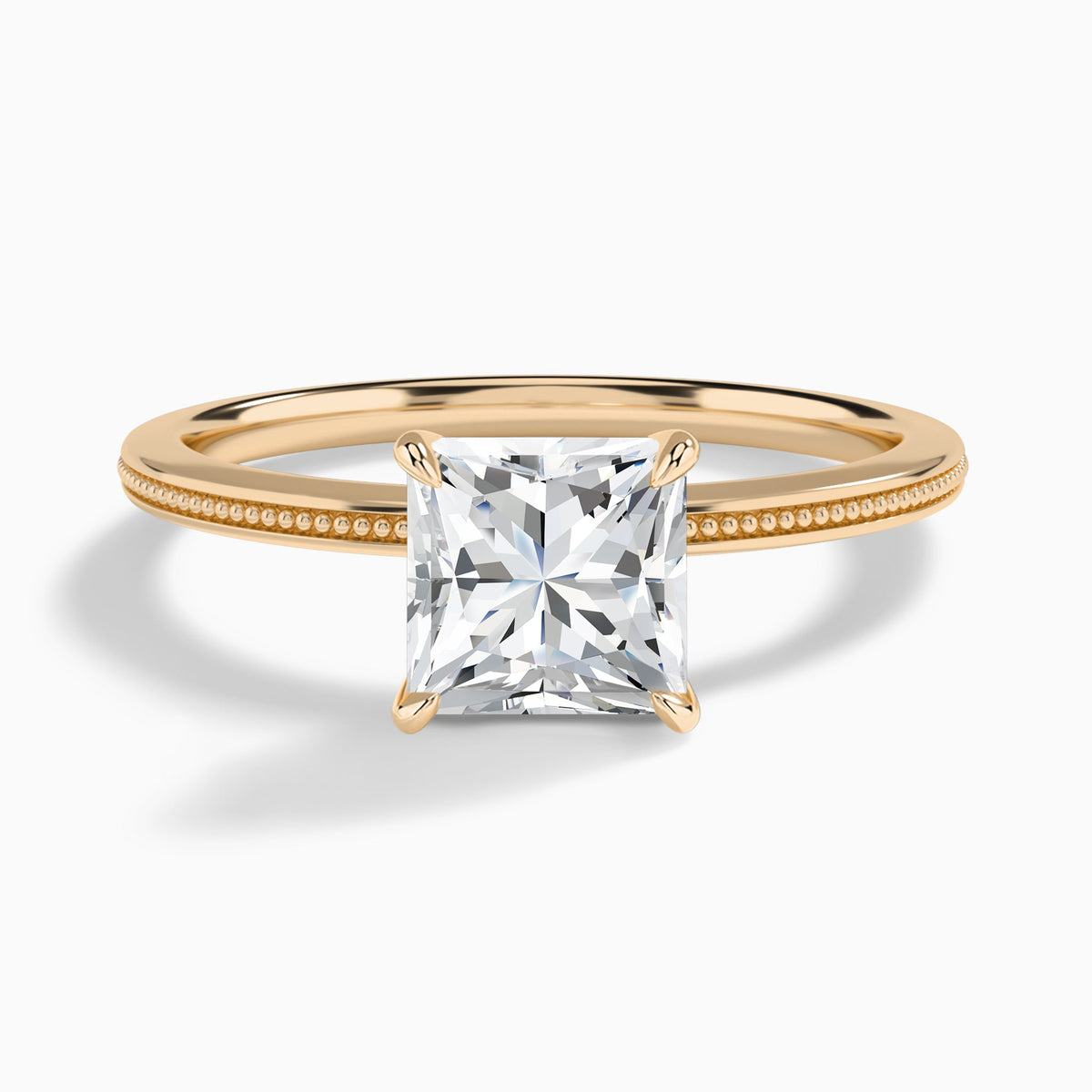 Princess Amia Milgrain Lab Diamond Engagement Ring In 14K Rose Gold - Lucenjuri