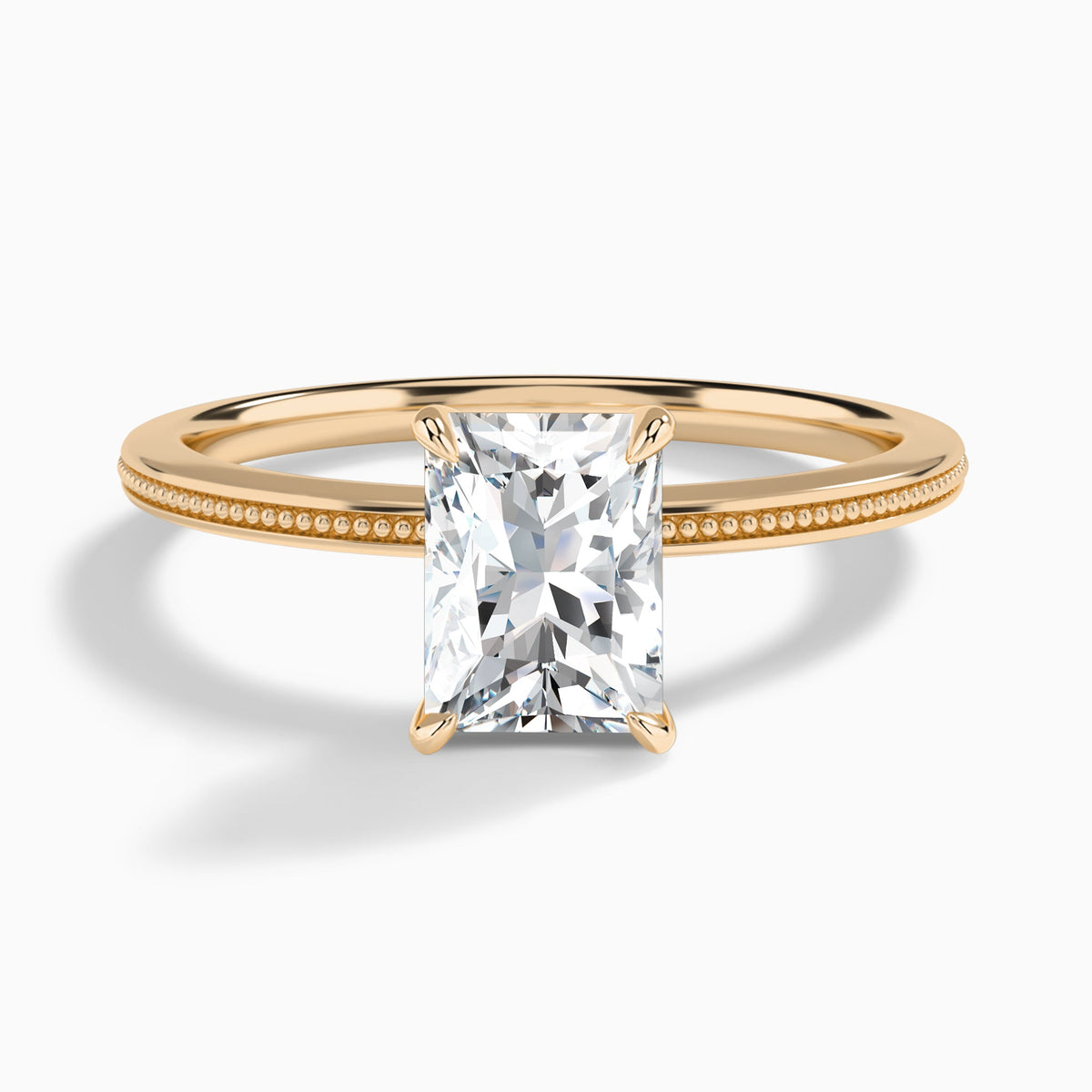 Radiant Amia Milgrain Lab Diamond Engagement Ring In 14K Rose Gold - Lucenjuri