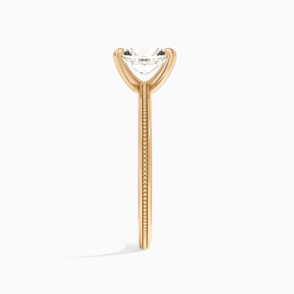 Radiant Amia Milgrain Lab Diamond Engagement Ring In 14K Rose Gold, Side View