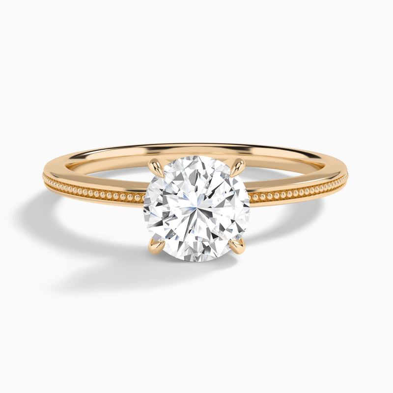 Round Amia Milgrain Lab Diamond Engagement Ring In 14K Rose Gold - Lucenjuri