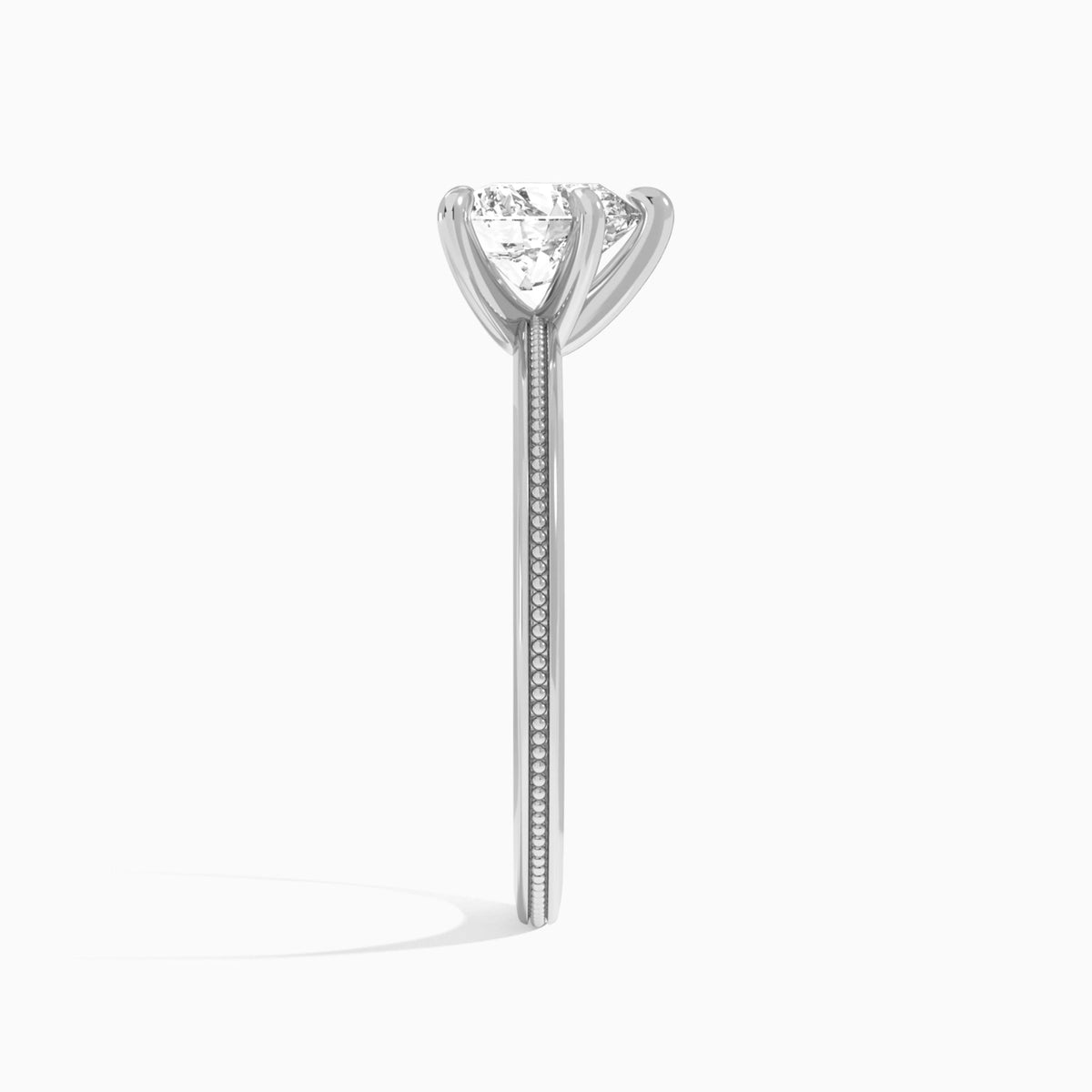 Heart Amia Milgrain Lab Diamond Engagement Ring In 18K White Gold, Side View