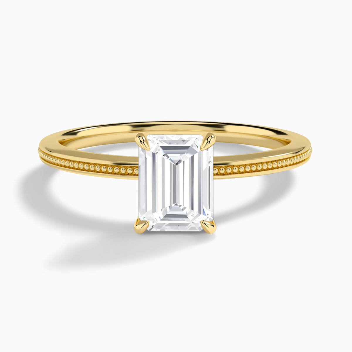 Emerald Amia Milgrain Lab Diamond Engagement Ring In 14K Yellow Gold - Lucenjuri