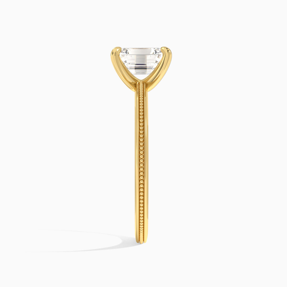 Emerald Amia Milgrain Lab Diamond Engagement Ring In 18K Yellow Gold, Side View