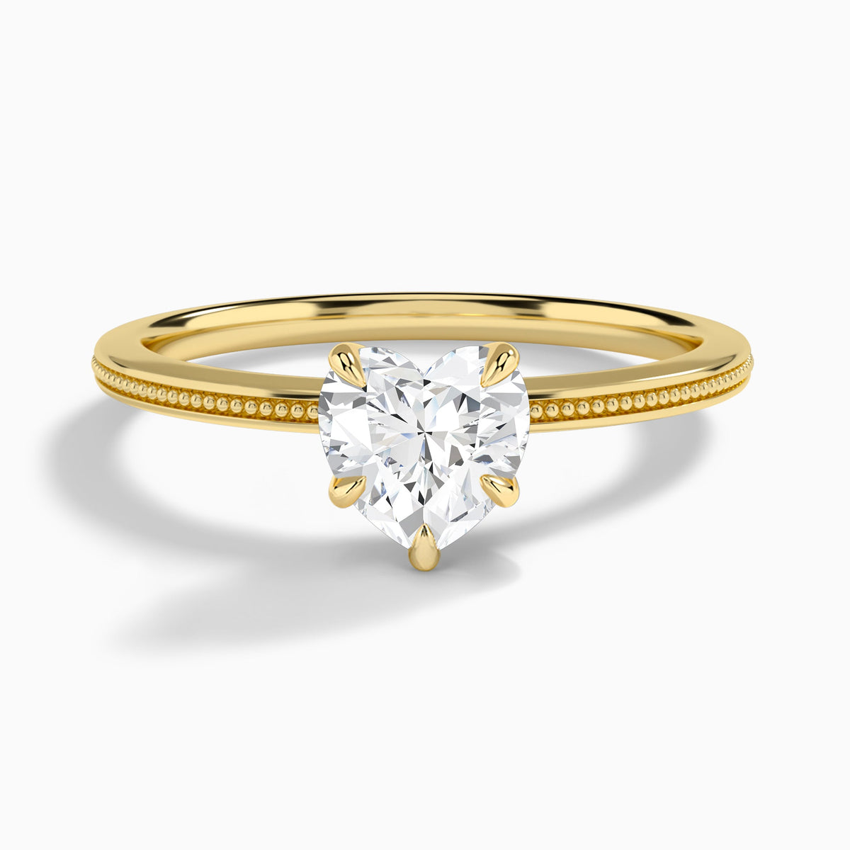 Heart Amia Milgrain Lab Diamond Engagement Ring In 18K Yellow Gold - Lucenjuri