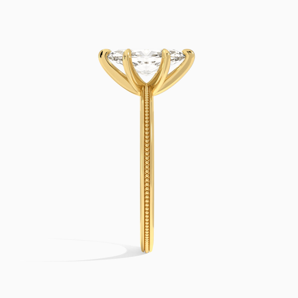 Marquise Amia Milgrain Lab Diamond Engagement Ring In 18K Yellow Gold, Side View