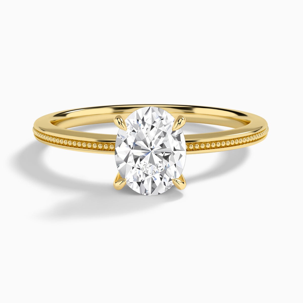 Oval Amia Milgrain Lab Diamond Engagement Ring In 14K Yellow Gold - Lucenjuri