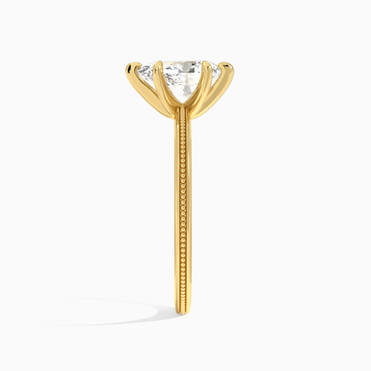 Pear Amia Milgrain Lab Diamond Engagement Ring In 18K Yellow Gold, Side View