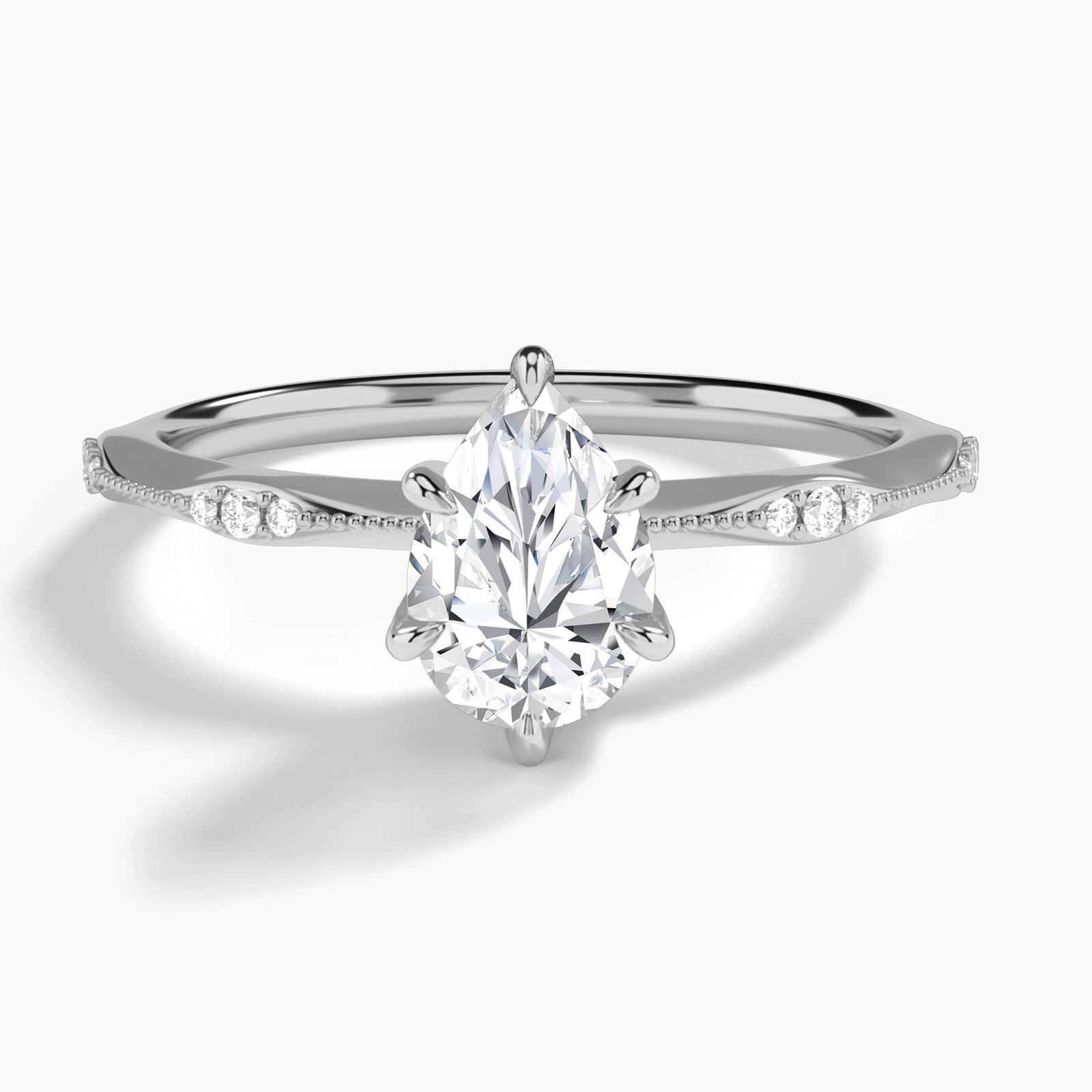 Pear Aurora Lab Grown Diamond Engagement Ring In Platinum - Lucenjuri