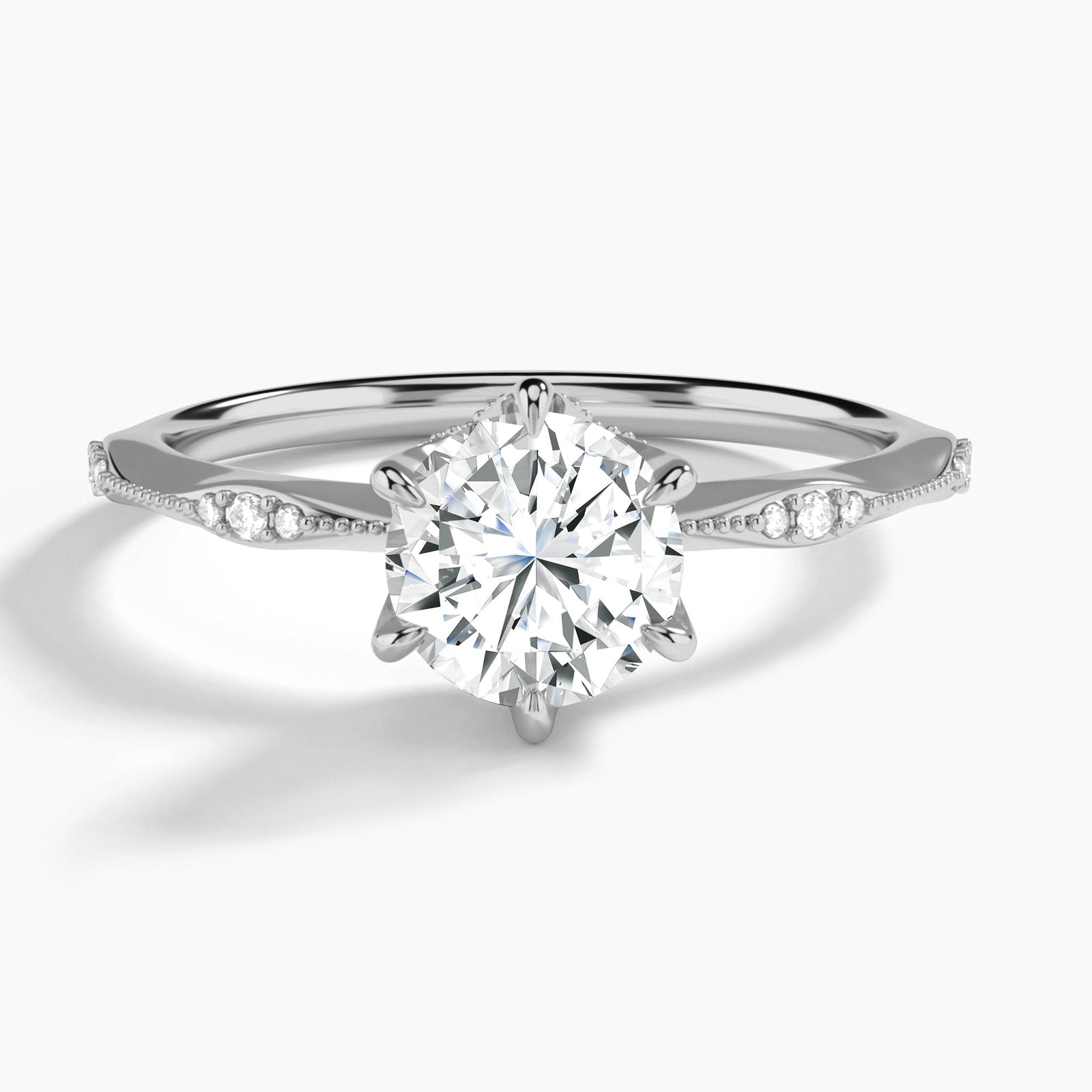 Round Aurora Lab Grown Diamond Engagement Ring In Platinum - Lucenjuri